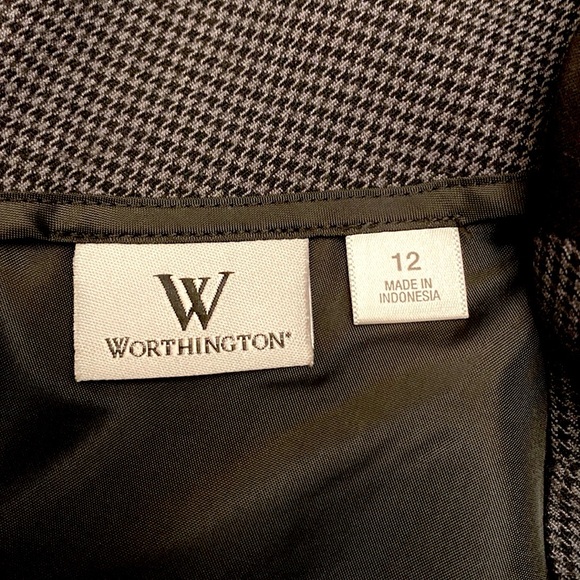 Worthington Grey Black Houndstooth Black Panel Lined Career Pencil Skirt Size 12 - Picture 9 of 10